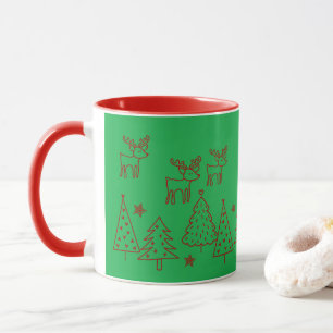 Cute Reindeer 'Holly Jolly' Christmas Mug