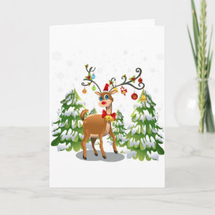 Cute Reindeer in the Snow Holiday Card