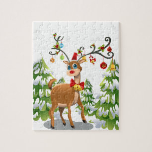 Cute Reindeer in the Snow Jigsaw Puzzle
