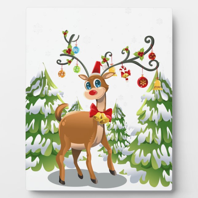 Cute Reindeer in the Snow Plaque (Front)