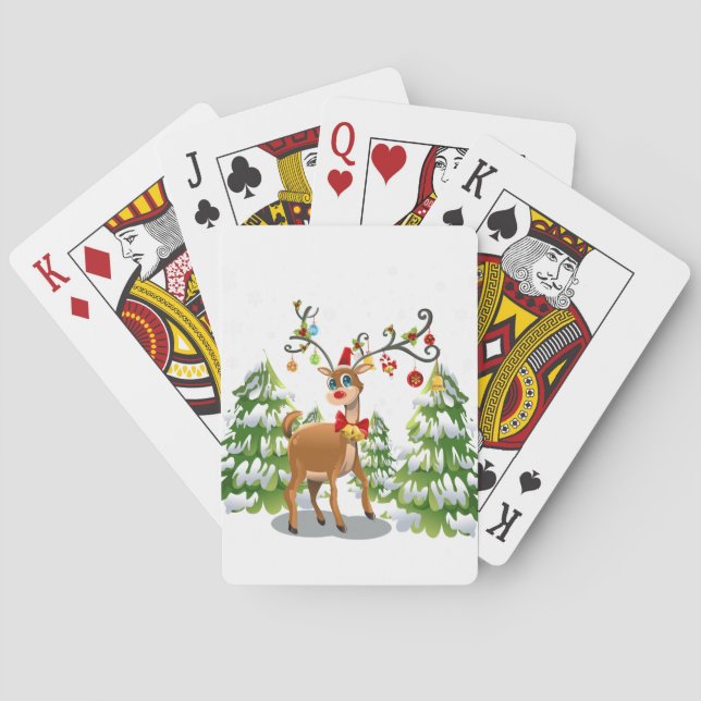 Cute Reindeer in the Snow Playing Cards (Back)
