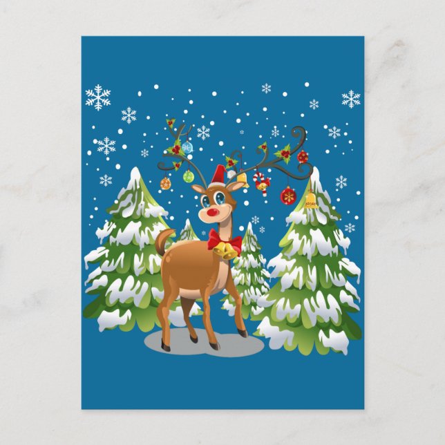 Cute Reindeer in the Snow Postcard (Front)