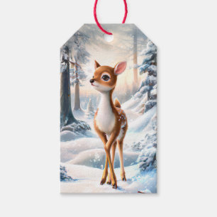 Cute Reindeer in The Winter Forest Christmas Gift Tags