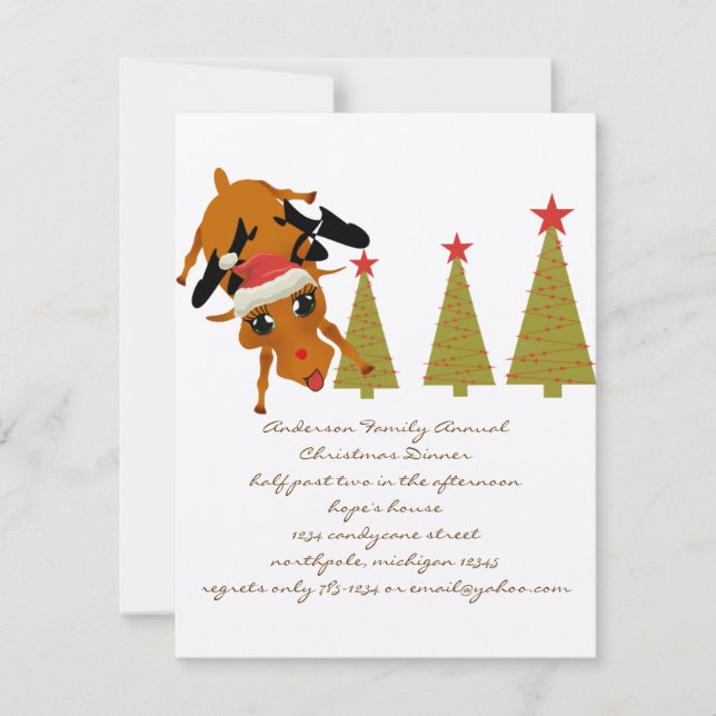 Cute Reindeer Invitation (Front)