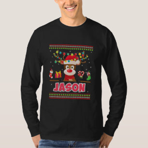 Cute Reindeer Jason Merry Christmas Light Santa T-Shirt