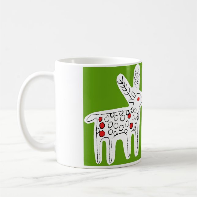 Cute Reindeer Kiss Green Coffee Mug (Left)