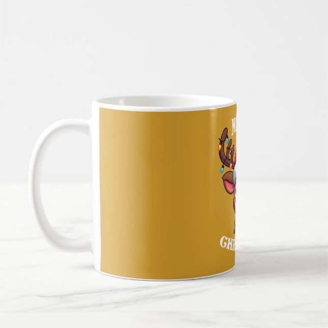 Cute Reindeer Merry Christmas Design Coffee Mug (Left)