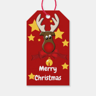 Cute Reindeer Merry Christmas Gift Tags