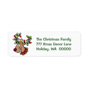 Cute Reindeer Merry Christmas Holiday Address Return Address Label