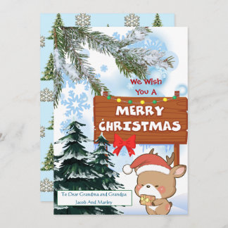 Cute Reindeer Merry Christmas Holiday Card