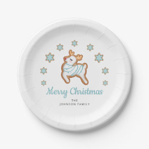 Cute Reindeer Merry Christmas Paper Plate