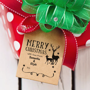 Cute Reindeer Merry Christmas with love  Rubber Stamp