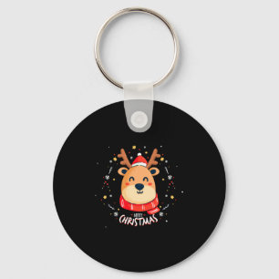 Cute Reindeer Merry Xmas Merry Christmas Happy New Key Ring