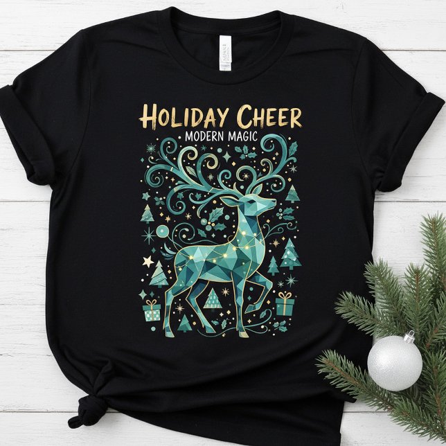 Cute Reindeer Modern Holiday,Christmas Family T-Shirt (Creator Uploaded)