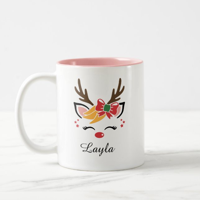 cute reindeer mug with custom name (Left)