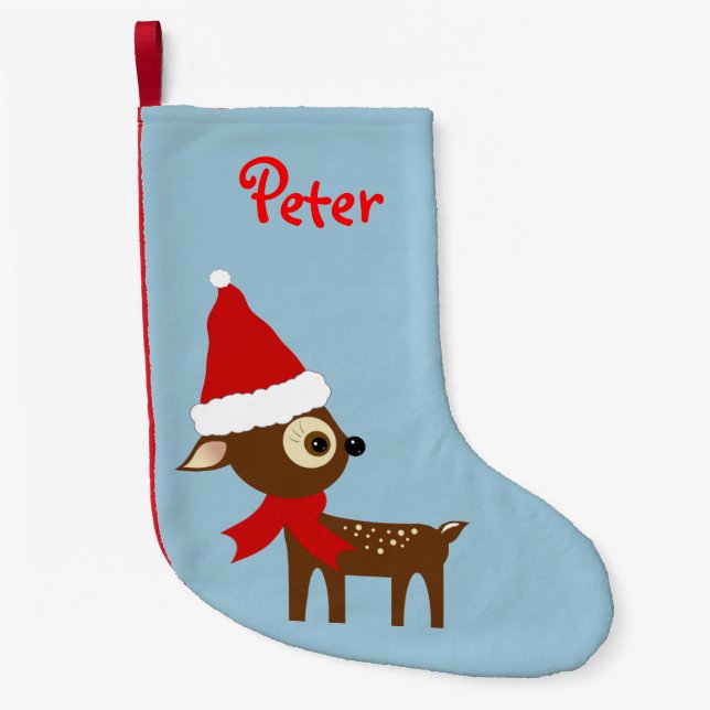 Cute Reindeer Name Personalised Christmas Stocking (Front)