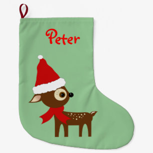 Cute Reindeer Name Personalised Christmas Stocking