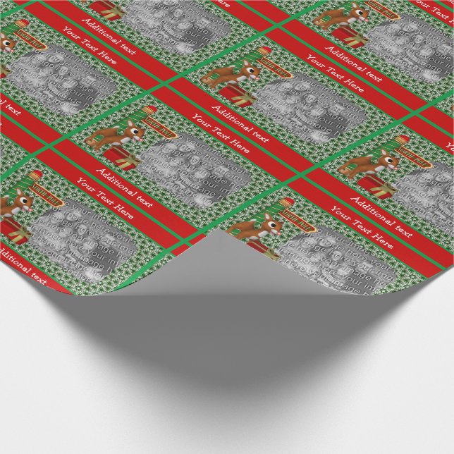 Cute Reindeer North Pole Your Photo Christmas Wrapping Paper (Corner)