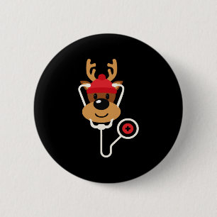 Cute Reindeer Nurse Christmas 6 Cm Round Badge