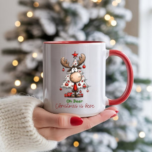 Cute Reindeer “Oh Deer, Christmas Is Here” Mug