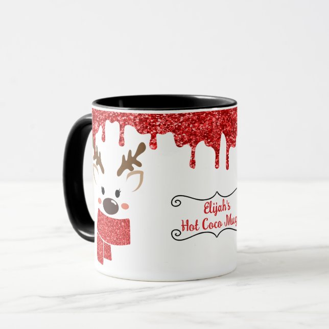 Cute Reindeer Personalise Mug (Front Left)