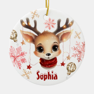 Cute Reindeer Personalised Tree Ornament