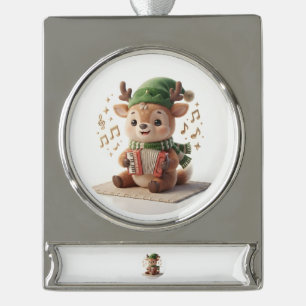 Cute Reindeer Playing Accordion Christmas Ornament