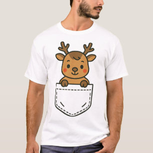 Cute Reindeer Pocket Pal Funny Santa's Reindeer Ch T-Shirt