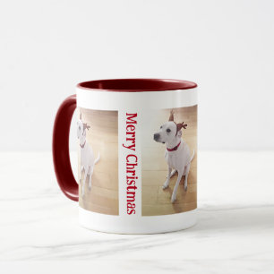 Cute Reindeer Puppy Dog 3 Photo Christmas Mug