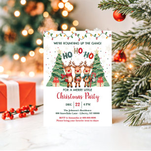 Cute Reindeer Rounding Up the Gang Christmas Party Invitation