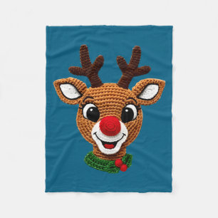 Cute Reindeer Rudolph Crochet Xmas Pajamas Holiday Fleece Blanket
