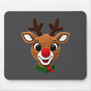 Cute Reindeer Rudolph Crochet Xmas Pajamas Holiday Mouse Pad