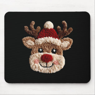 Cute Reindeer Rudolph Crochet Xmas Pajamas Holiday Mouse Pad