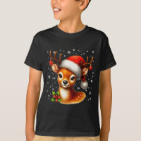 Cute Reindeer Santa Hat Rednose Christmas Xmas Wom
