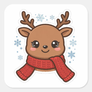 Cute Reindeer Scarf Christmas Sticker