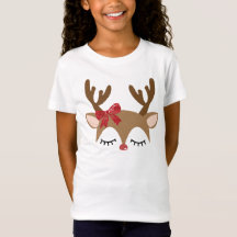 Cute Reindeer T-Shirt for Girls Christmas Shirt