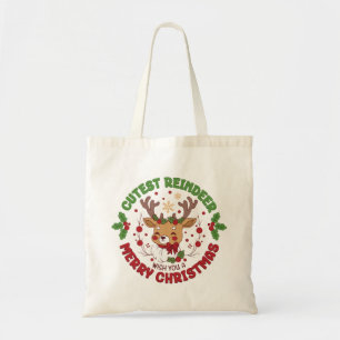 Cute Reindeer Wish You A Merry Christmas Tote Bag