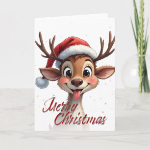 Cute Reindeer Wishing Merry Christmas Card