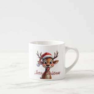 Cute Reindeer Wishing Merry Christmas Espresso Cup