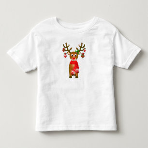 Cute Reindeer With Christmas Ornaments Toddler T-Shirt
