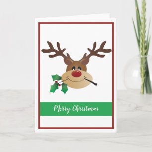 Cute Reindeer With Mistletoe Merry Christmas Card