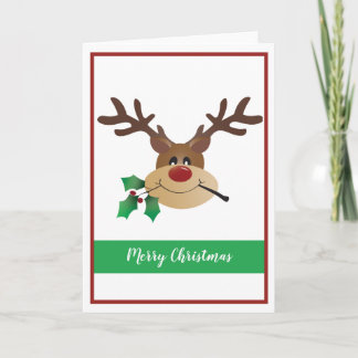 Cute Reindeer With Mistletoe Merry Christmas Card