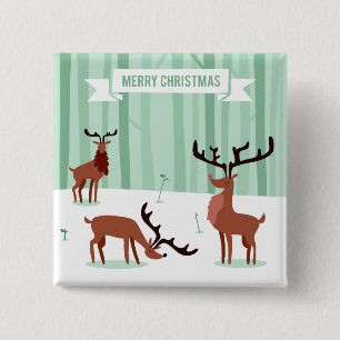 Cute Reindeers Christmas button