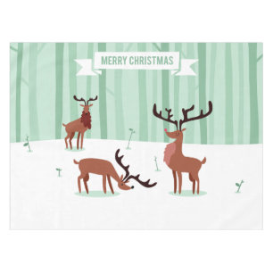 Cute Reindeers Christmas table cloth