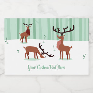 Cute Reindeers custom text Christmas labels