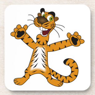 CUTE REJOICING SPOTTED BROWNISH YELLOW TIGER COASTER