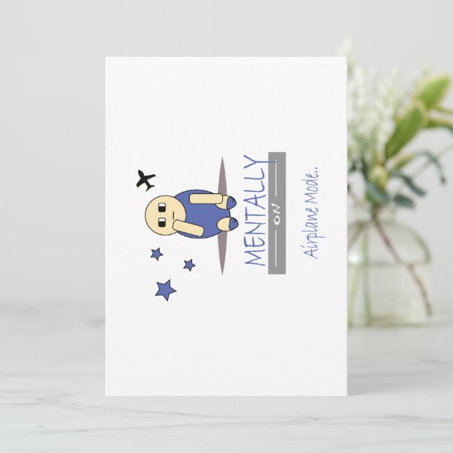 Cute Relatable Chimy Airplane Mode Greeting Card (Standing Front)