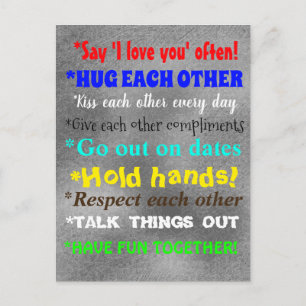 Cute Relationship Advice Colourful Quotes Postcard