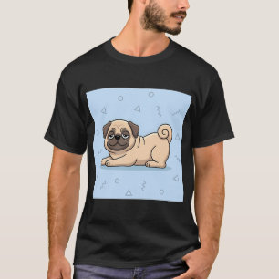 Cute Relaxed Pug Cartoon Illustration for Dog Love T-Shirt