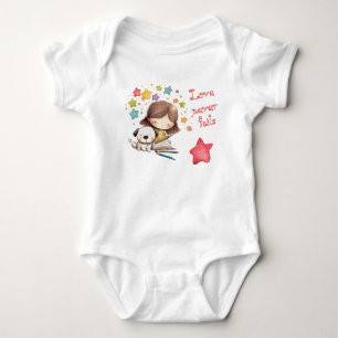 Cute Religious Colorful Girl Dog Stars Childhood Baby Bodysuit